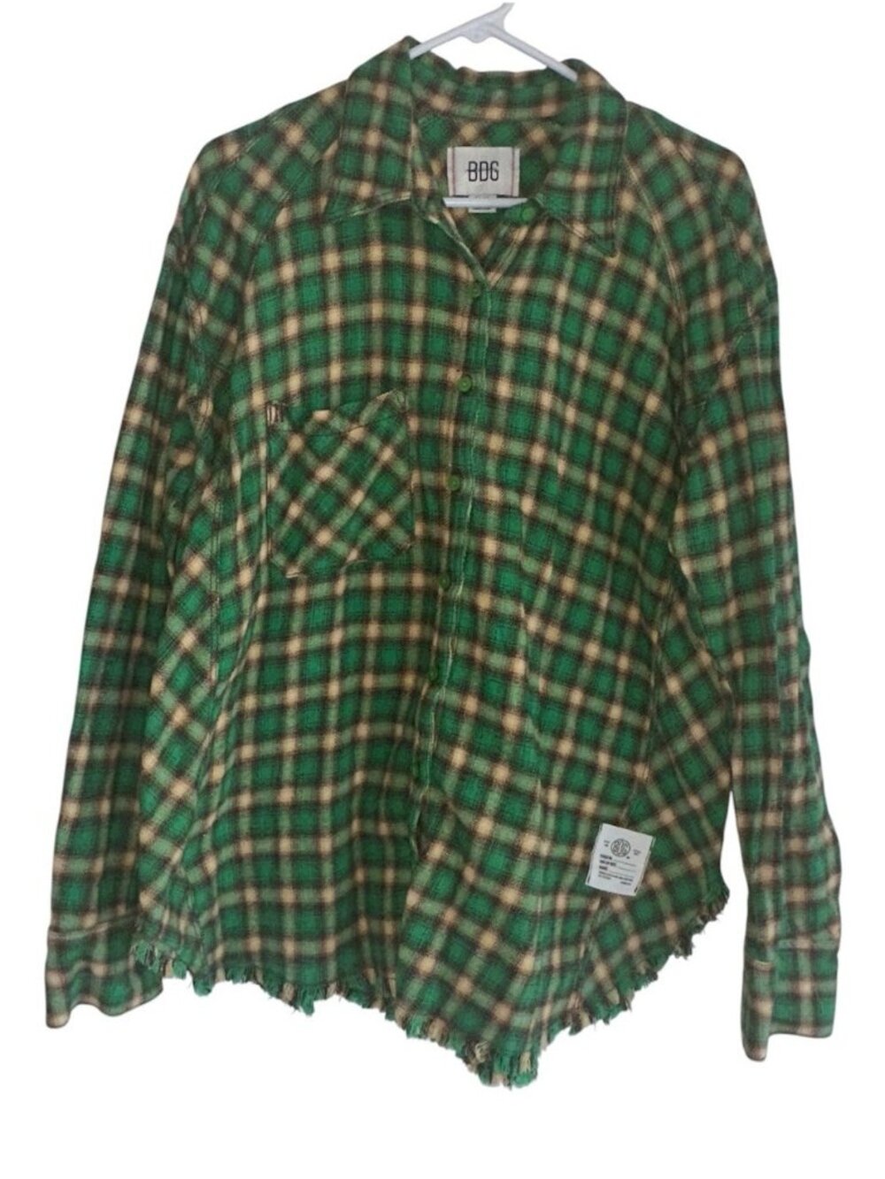 BDG Urban Outfitters Brixton Flannel Shirt Womens M Button Oversize Green Plaid